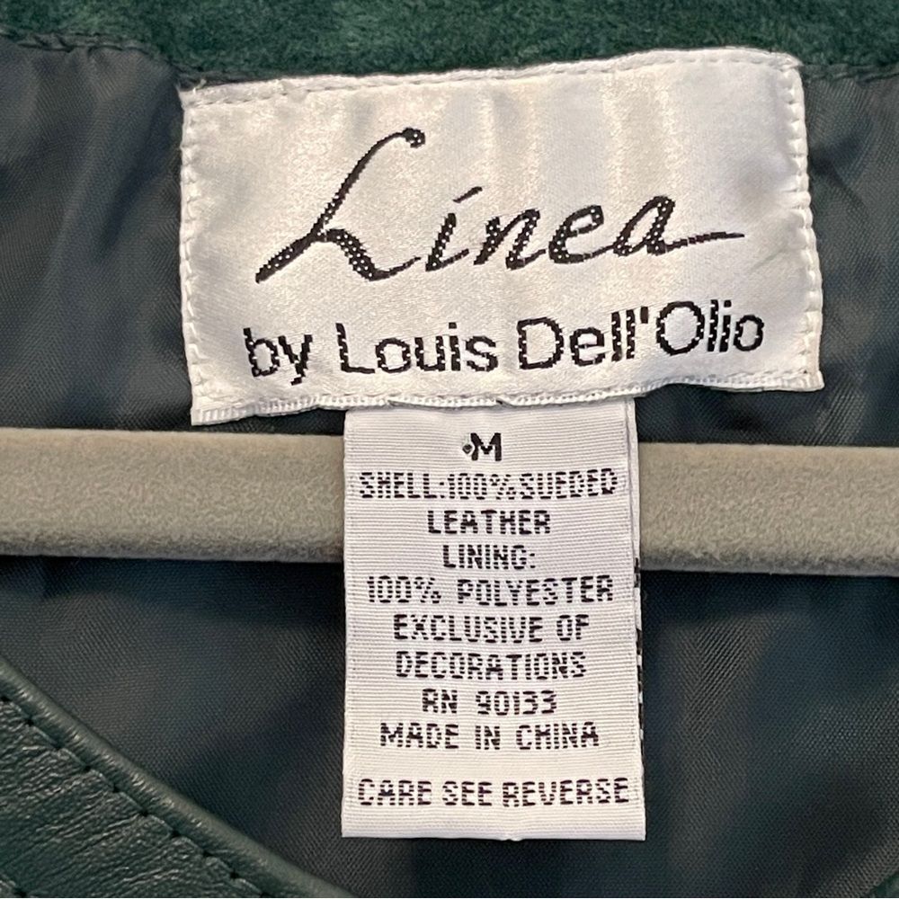 Linea Louis DellOlio Leather Studded Jacket Emerald Green Vintage Blazer Coat - Picture 4 of 11